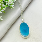 Hepburn and Hughes Blue Agate | 40mm Oval | Gemstone Pendant | Sterling Silver