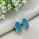 Hepburn and Hughes Blue Agate Earrings | 20mm Oval | Gemini Gemstone Gift | Sterling Silver