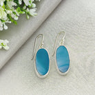 Hepburn and Hughes Blue Agate Earrings | 20mm Oval | Geminin Gemstone Gift | Sterling Silver