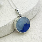 Hepburn and Hughes Blue Agate Pendant | 20mm circular | May Gift | Sterling Silver