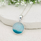 Hepburn and Hughes Blue Agate Pendant | 25mm Circle | Gemini Gemstone | Sterling Silver