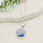 Hepburn and Hughes Blue Agate Pendant | 25mm Circle | Gemini Gemstone | Sterling Silver