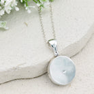 Hepburn and Hughes Blue Agate Pendant | 25mm Circle | Gemini Gemstone | Sterling Silver