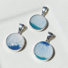 Hepburn and Hughes Blue Agate Pendant | 25mm Circle | Gemini Gemstone | Sterling Silver