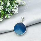 Hepburn and Hughes Blue Agate Pendant | 25mm Circle | Gemini Gemstone | Sterling Silver