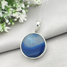 Hepburn and Hughes Blue Agate Pendant | 25mm Circle | Gemini Gemstone | Sterling Silver