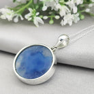 Hepburn and Hughes Blue Agate Pendant | 25mm Circle | Gemini Gemstone | Sterling Silver