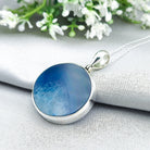 Hepburn and Hughes Blue Agate Pendant | 25mm Circle | Gemini Gemstone | Sterling Silver