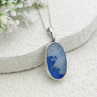Hepburn and Hughes Blue Agate Pendant | 25mm Oval Gemstone | Sterling Silver
