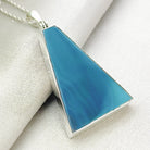 Hepburn and Hughes Blue Agate | Triangle | Gemstone Pendant | Gemini Gift | Sterling Silver