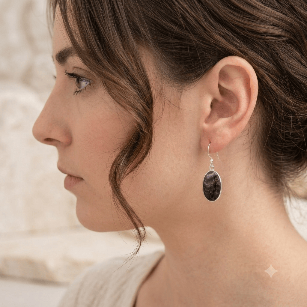 Hepburn and Hughes Blue John Earrings | British Gemstone jewellery | Oval | Sterling Silver