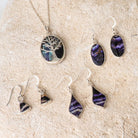 Hepburn and Hughes Blue John Sterling Silver Drop Earrings | Rare British Gemstone Earrings