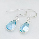 Hepburn and Hughes Blue Topaz Earrings | 12mm Teardrop | November Birthstone  | Sterling Silver