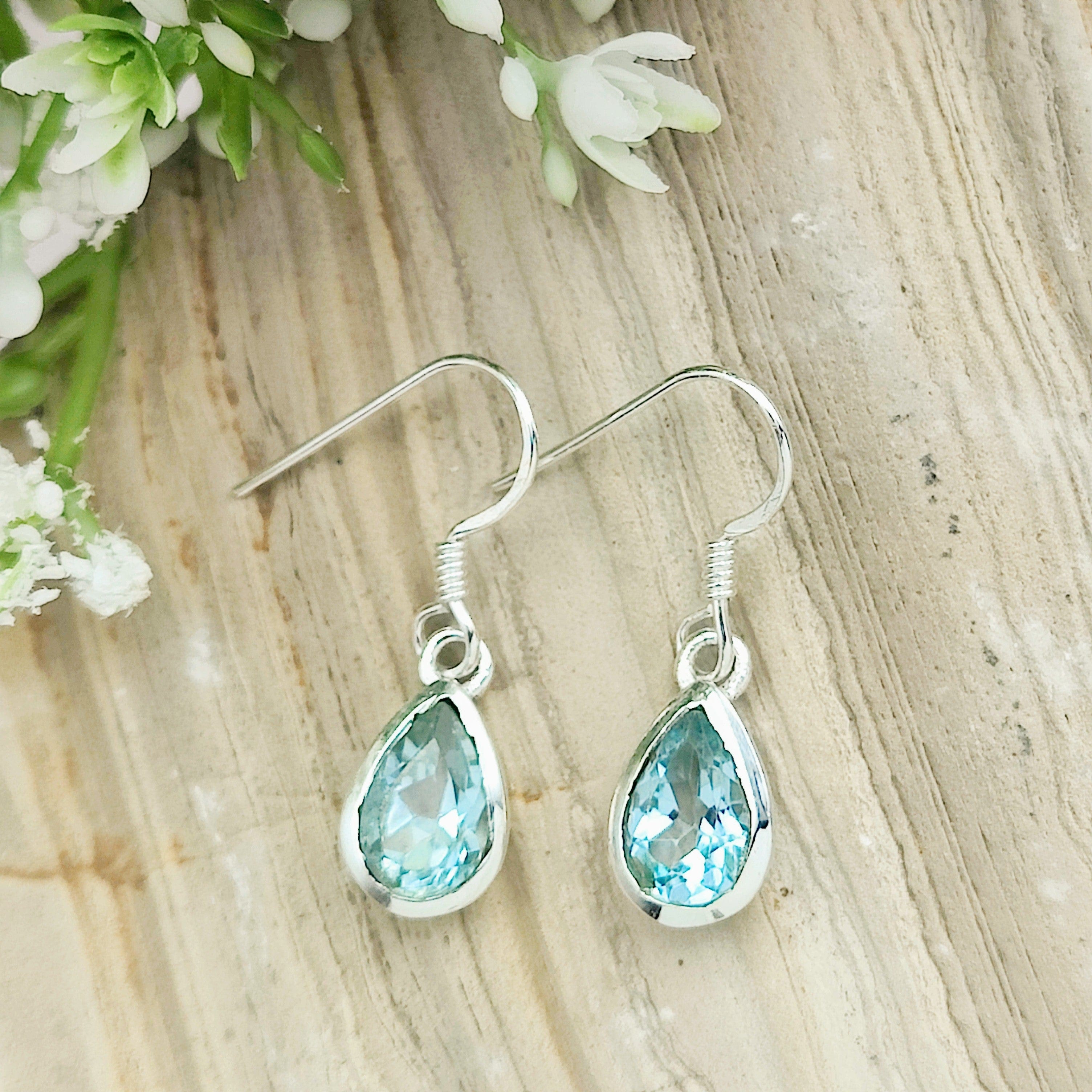 Hepburn and Hughes Blue Topaz Earrings | November Birthstone  | Sterling Silver