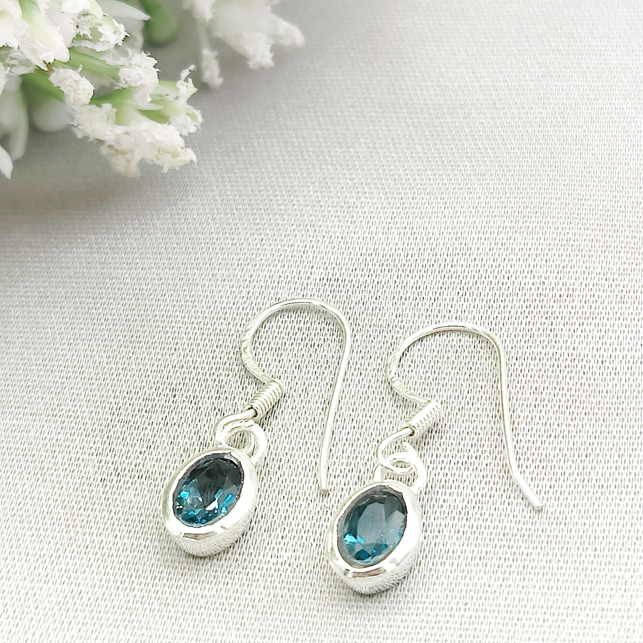 Hepburn and Hughes Blue Topaz Earrings | November Birthstone  | Sterling Silver