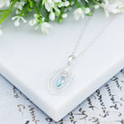 Hepburn and Hughes Blue Topaz Pendant | Double Oval | November Birthstone  | Sterling Silver