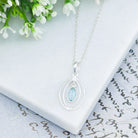 Hepburn and Hughes Blue Topaz Pendant | Double Oval | November Birthstone  | Sterling Silver