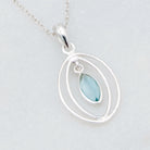 Hepburn and Hughes Blue Topaz Pendant | Double Oval | November Birthstone  | Sterling Silver