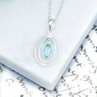 Hepburn and Hughes Blue Topaz Pendant | Double Oval | November Birthstone  | Sterling Silver