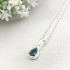 Hepburn and Hughes Blue Topaz Pendant | Faceted Teardrop Stone | November Birthstone  | Sterling Silver