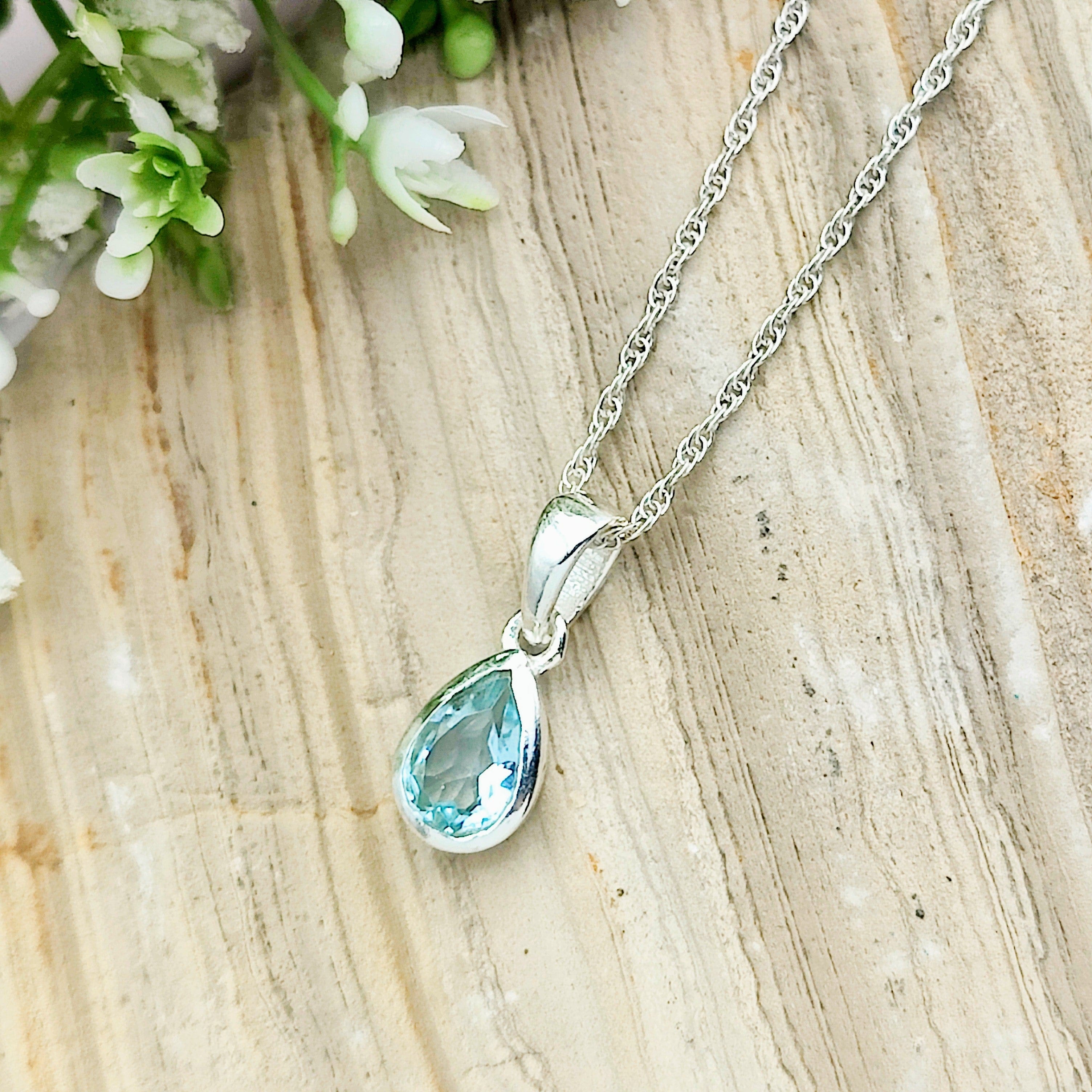 Hepburn and Hughes Blue Topaz Pendant | November Birthstone  | Sterling Silver