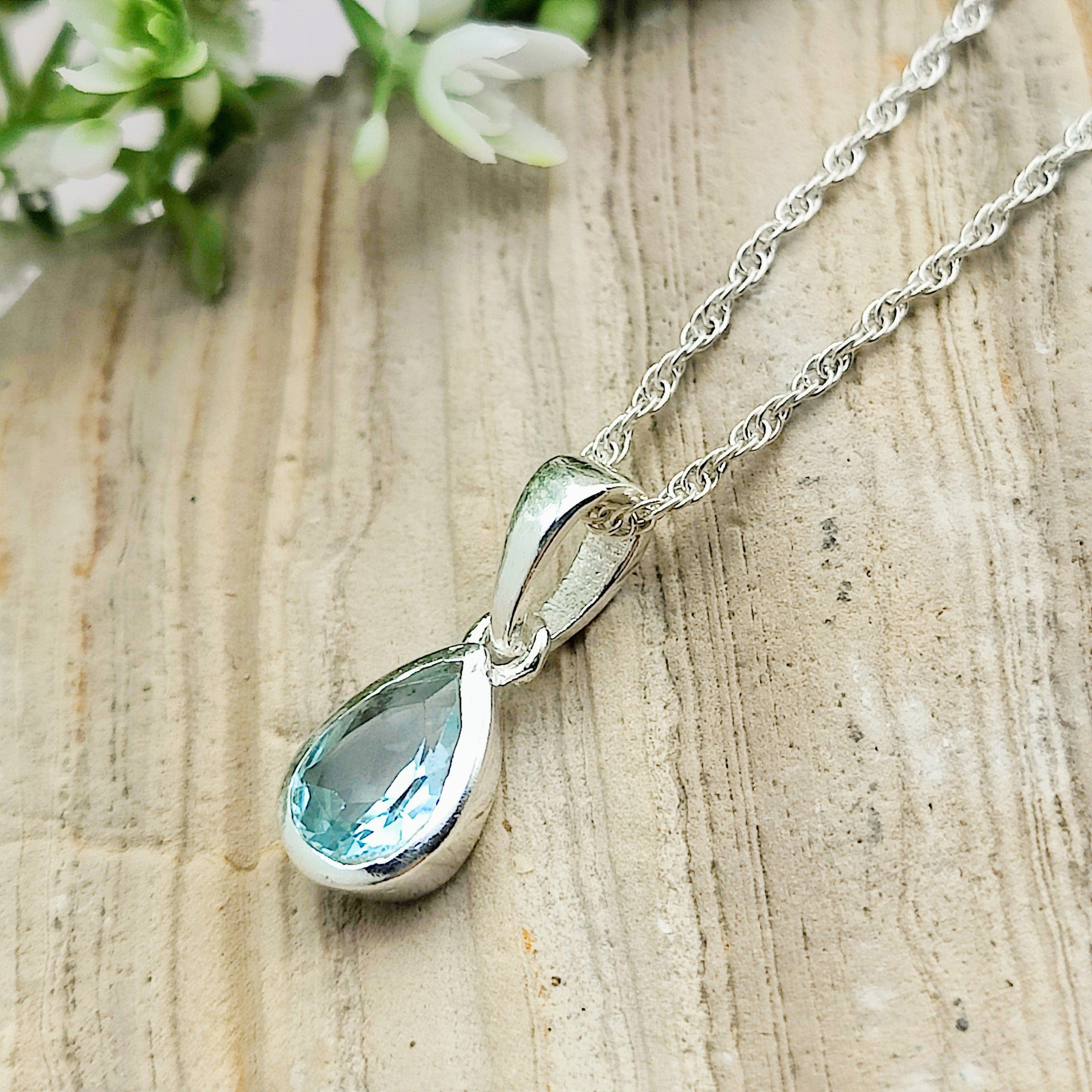 Hepburn and Hughes Blue Topaz Pendant | November Birthstone  | Sterling Silver