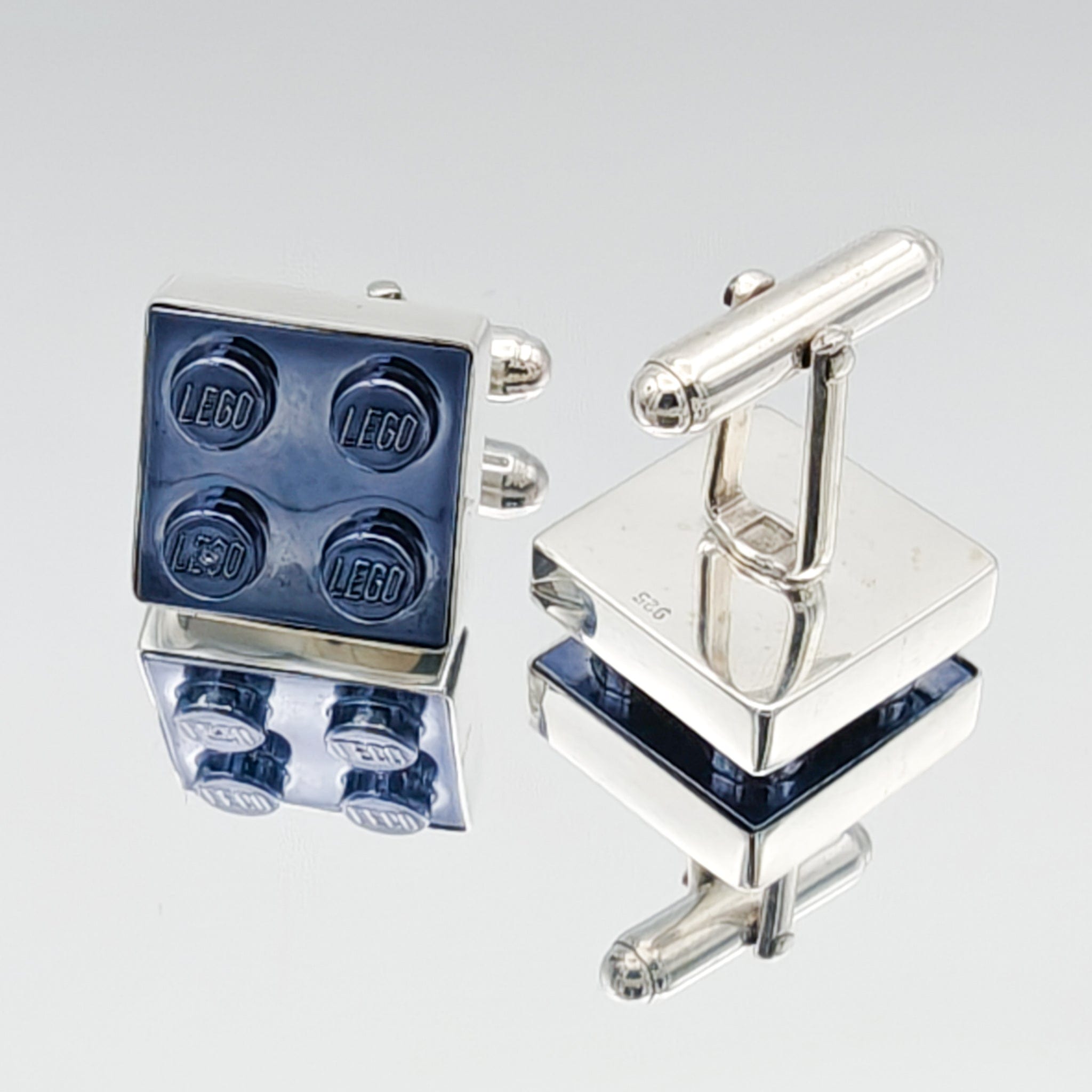 Hepburn and Hughes Building Block Cufflinks | Chrome Coated 15mm | Sterling Silver