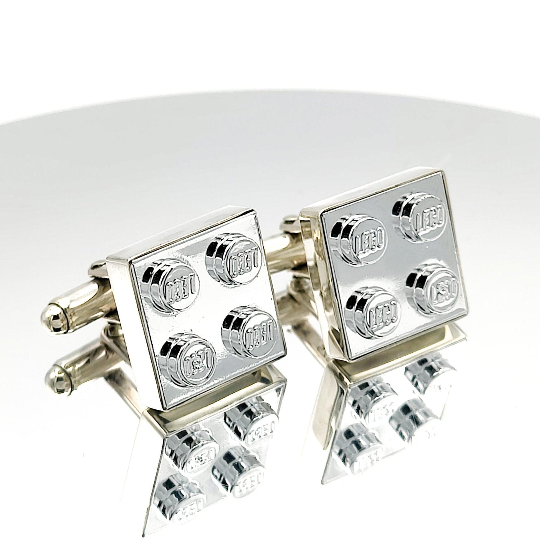 Hepburn and Hughes Building Block Cufflinks | Chrome Coated 15mm | Sterling Silver