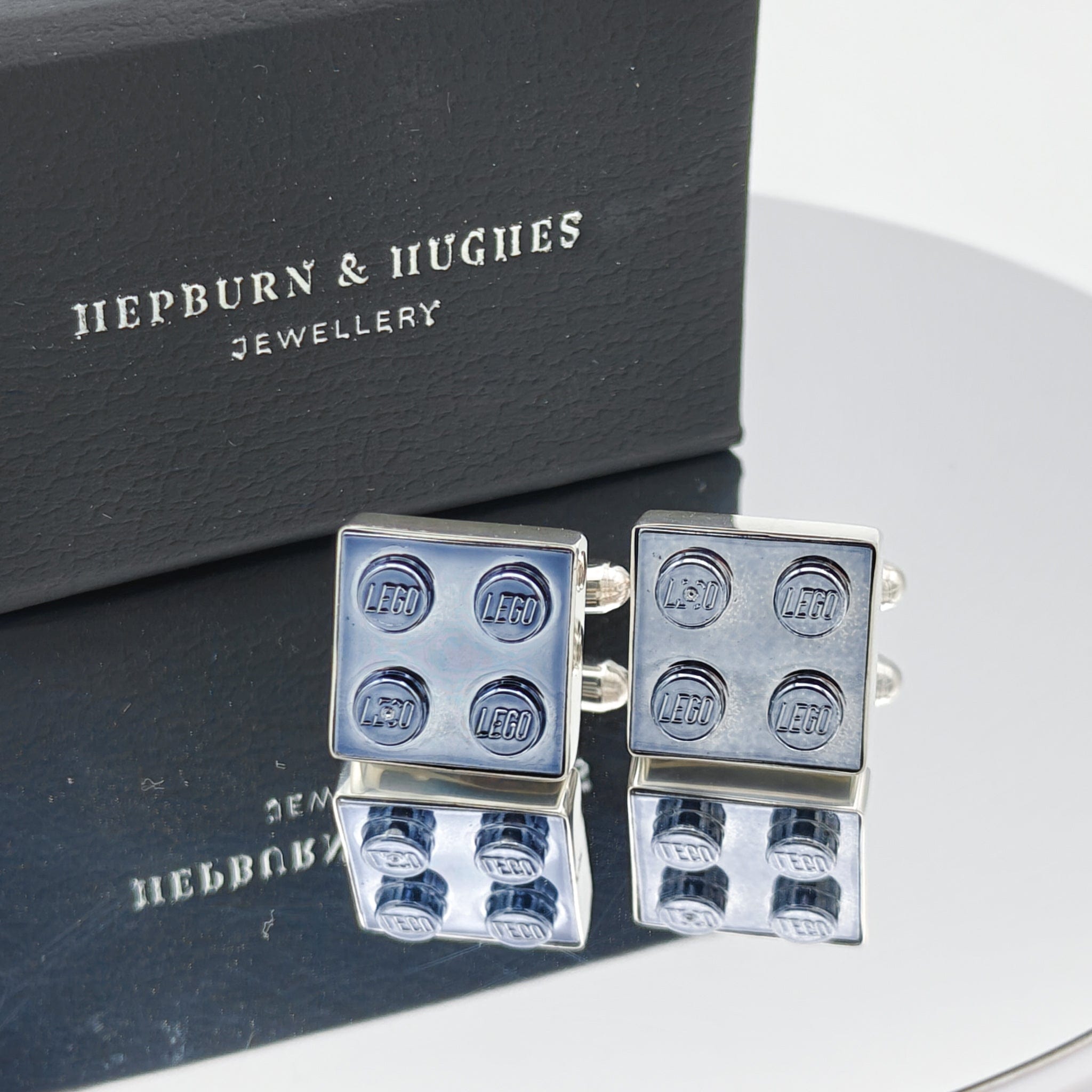 Hepburn and Hughes Building Block Cufflinks | Chrome Coated 15mm | Sterling Silver