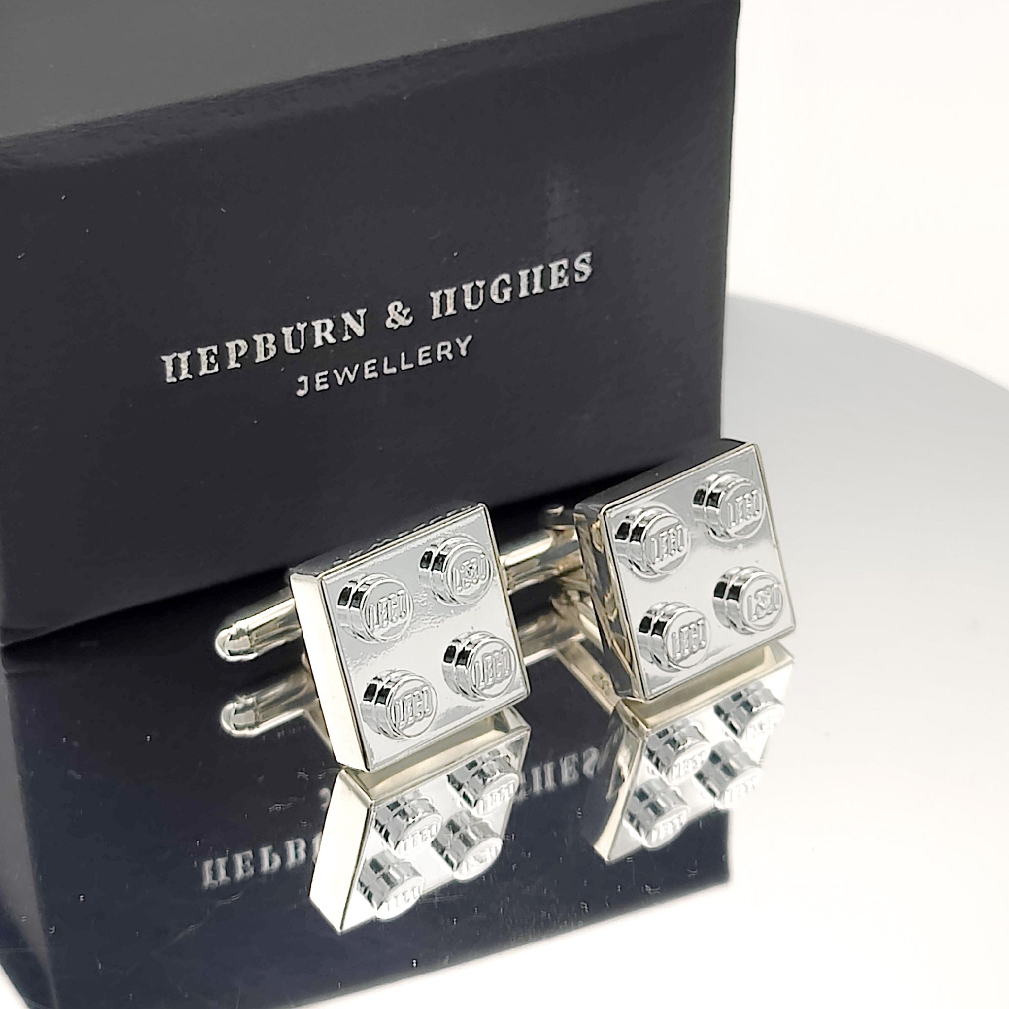 Hepburn and Hughes Building Block Cufflinks | Chrome Coated 15mm | Sterling Silver