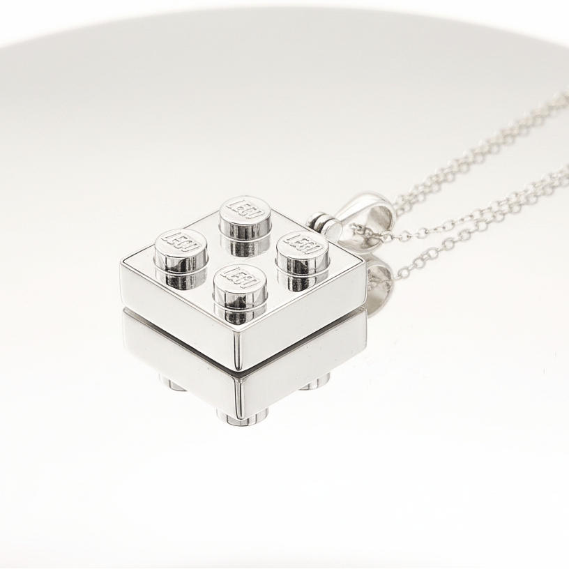 Hepburn and Hughes Building Block Pendant | Chrome Coated 15mm | Sterling Silver