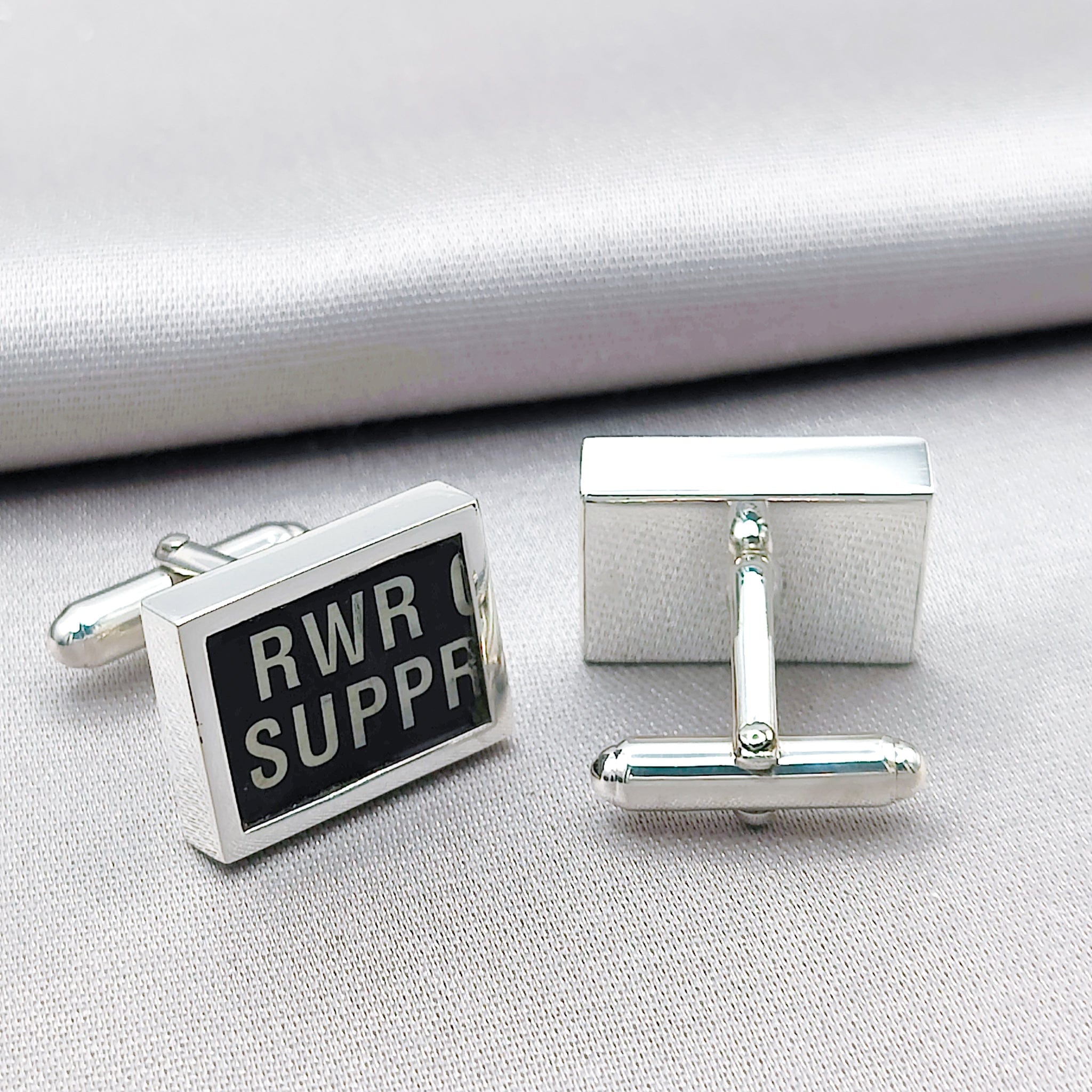 Hepburn and Hughes Chinook Helicopter Cufflinks | Genuine parts | Aviation Gift | Rectangle | Sterling Silver