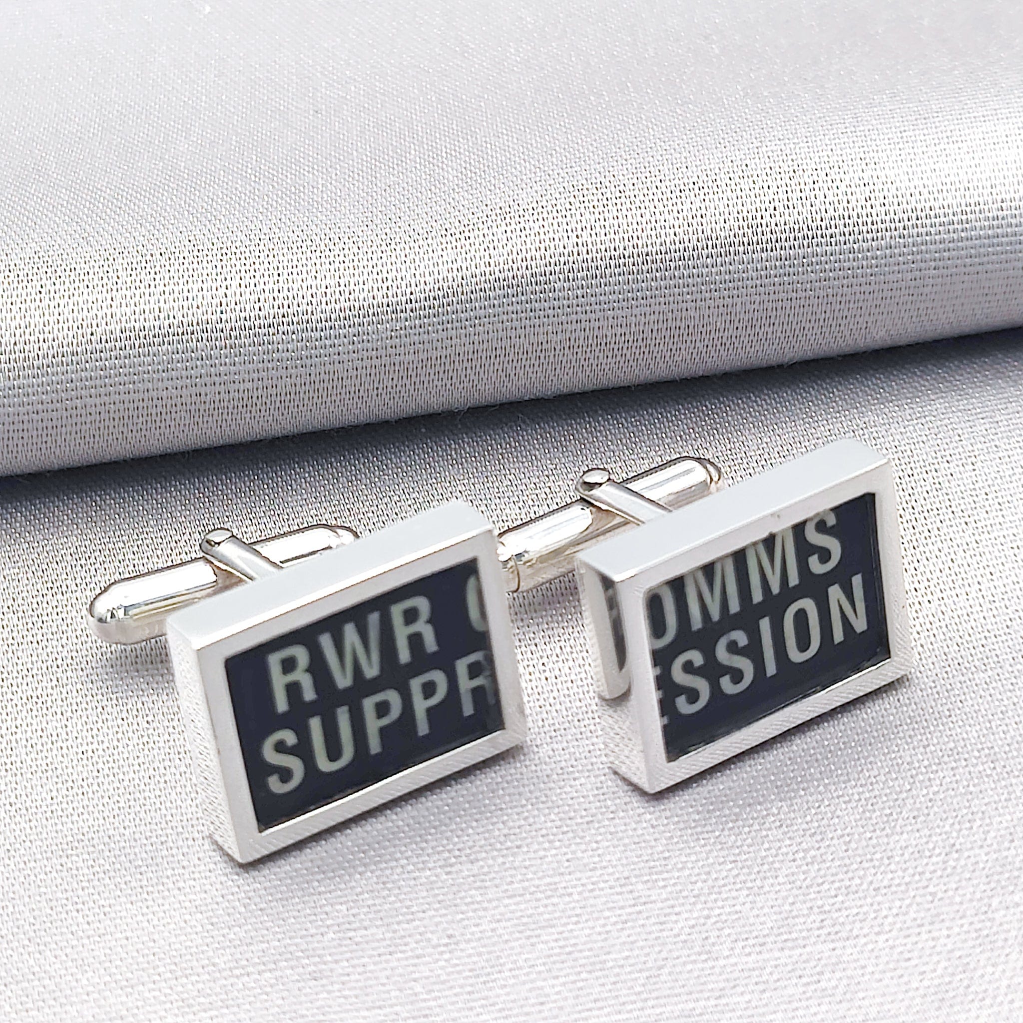 Hepburn and Hughes Chinook Helicopter Cufflinks | Genuine parts | Aviation Gift | Rectangle | Sterling Silver