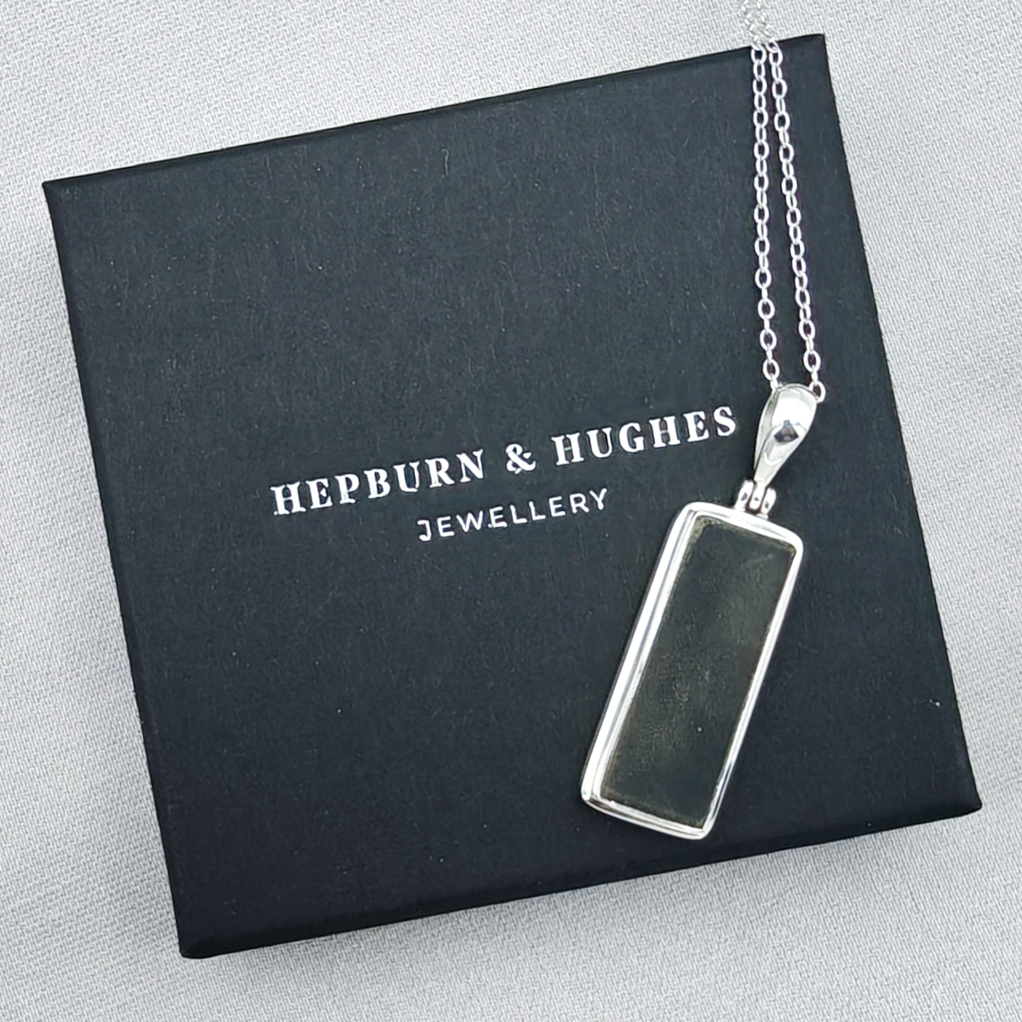 Hepburn and Hughes Chinook Helicopter Pendant | 25mm Rectangle | Made from genuine Chinook parts | Sterling Silver