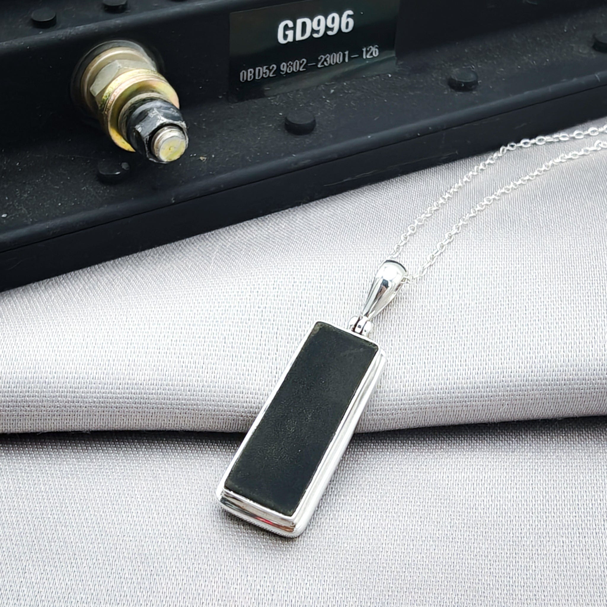 Hepburn and Hughes Chinook Helicopter Pendant | 43mm Rectangle | Made from genuine Chinook parts | Sterling Silver