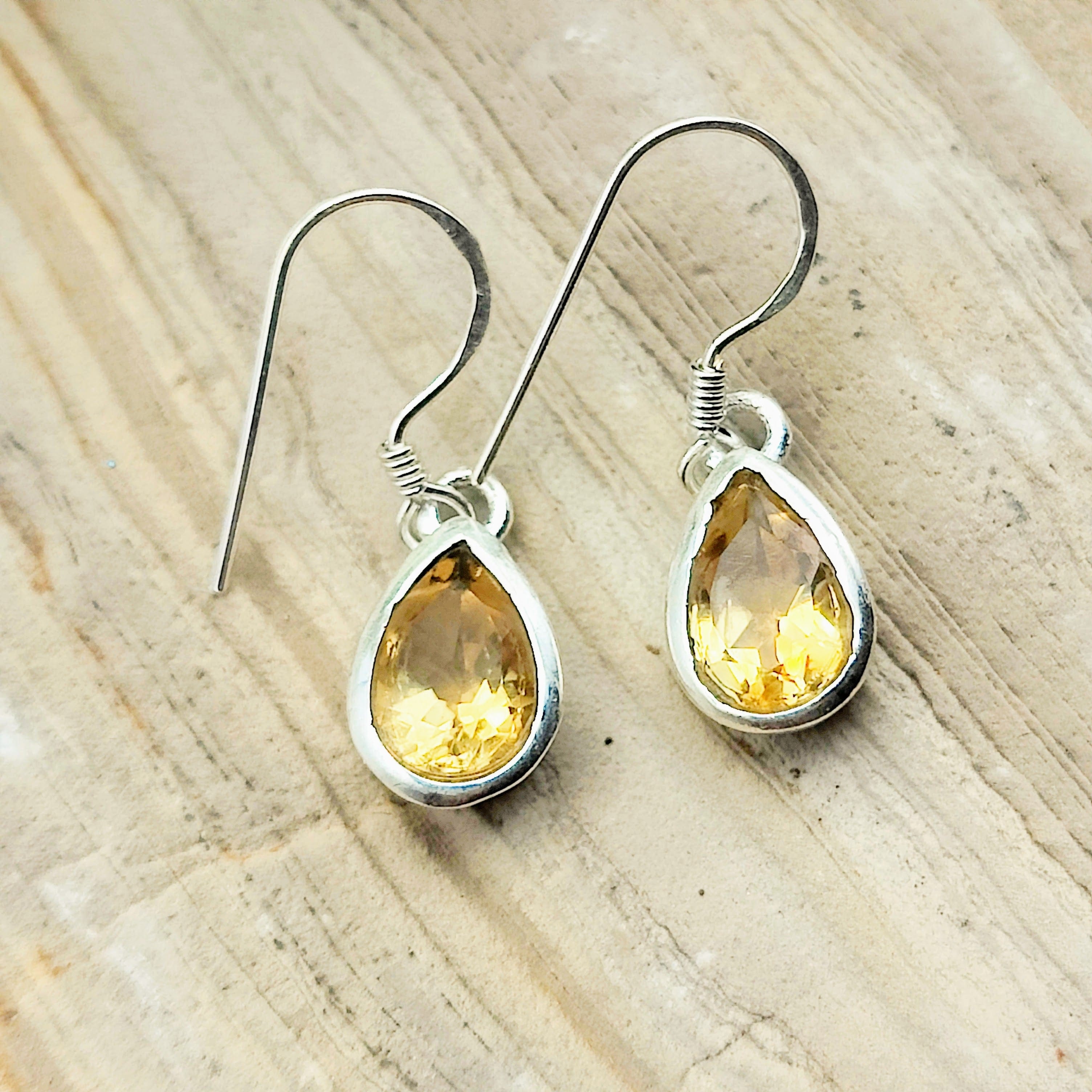 Citrine Dangly Silver Earrings / Braided Rope Citrine Earrings / Multi Stone Citrine Earrings / Natural Citrine popular / November Birthstone / 925