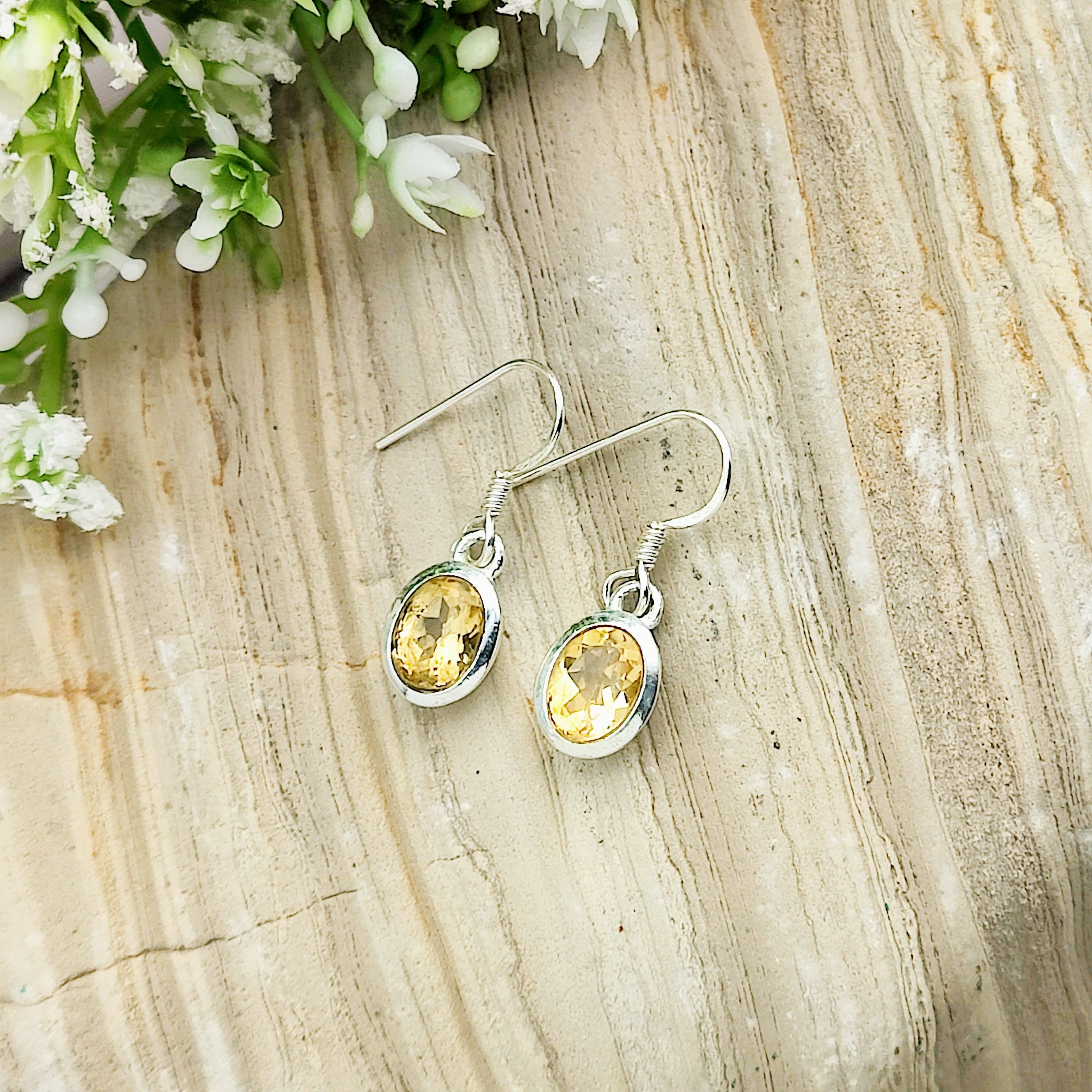 Hepburn and Hughes Citrine Earrings | Small Oval | November Birthstone | Sterling Silver