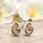 Hepburn and Hughes Citrine Earrings | Stud Teardrop | November Birthstone | Sterling Silver