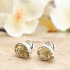 Hepburn and Hughes Citrine Earrings | Stud Teardrop | November Birthstone | Sterling Silver