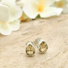 Hepburn and Hughes Citrine Earrings | Stud Teardrop | November Birthstone | Sterling Silver