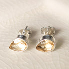 Hepburn and Hughes Citrine Earrings | Stud Teardrop | November Birthstone | Sterling Silver