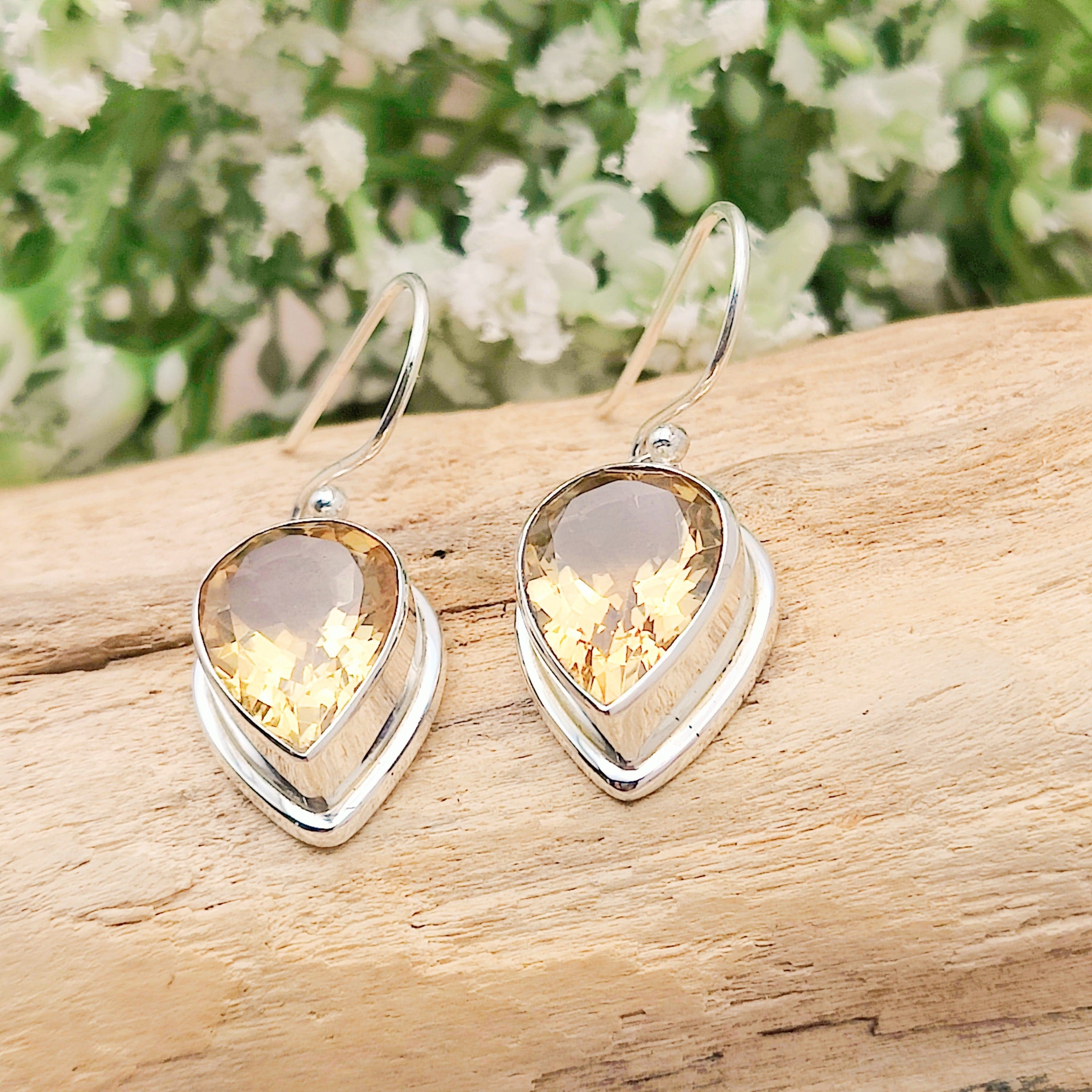 Hepburn and Hughes Citrine Earrings | Teardrop | November Birthstone | Sterling Silver