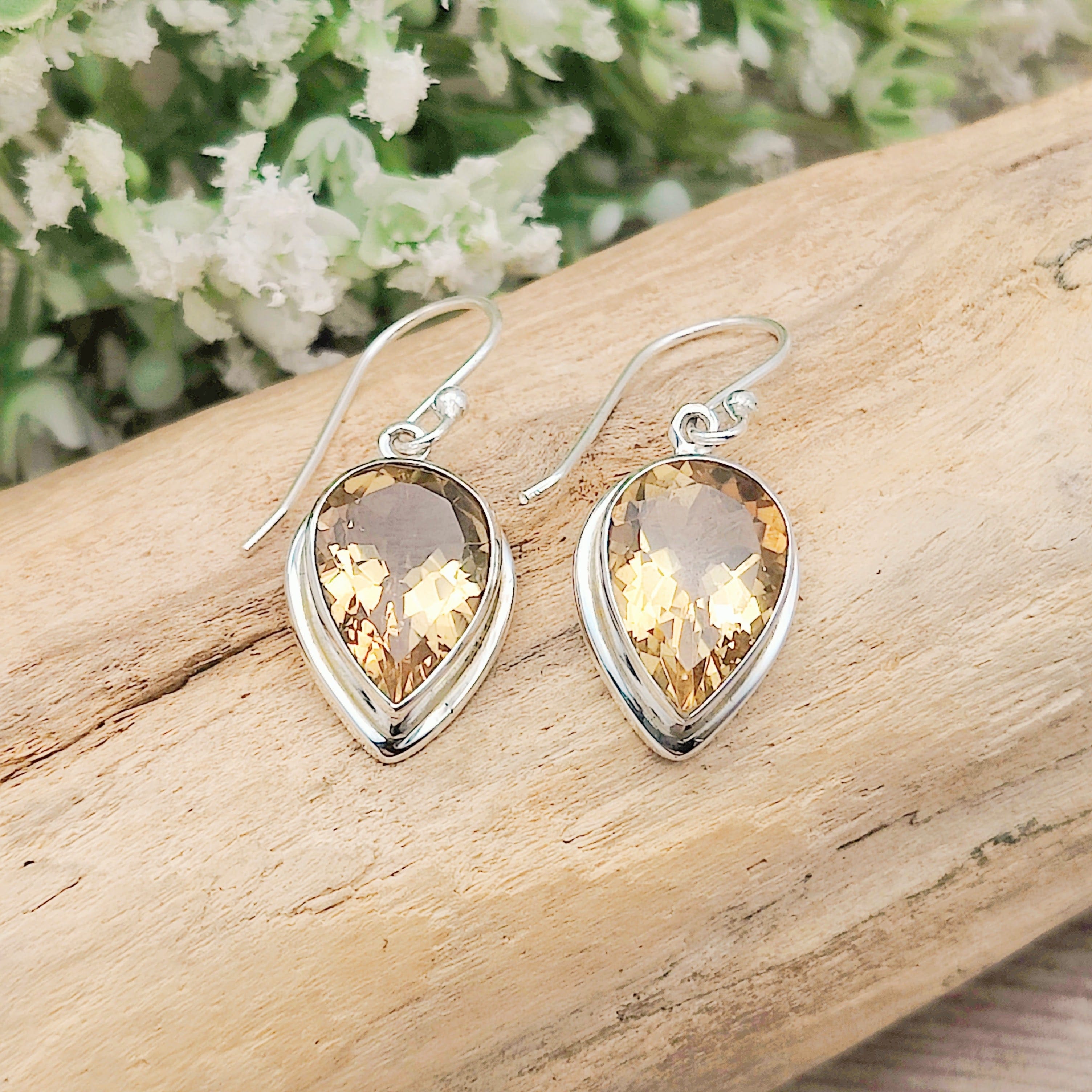 Hepburn and Hughes Citrine Earrings | Teardrop | November Birthstone | Sterling Silver