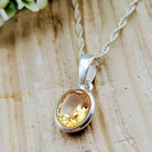 Hepburn and Hughes Citrine Pendant | Small Oval | November Birthstone | Sterling Silver