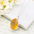 Hepburn and Hughes Citrine Sterling Silver Pendant | 30mm Faceted Oval | 13th Anniversary