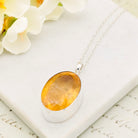 Hepburn and Hughes Citrine Sterling Silver Pendant | 30mm Faceted Oval | 13th Anniversary