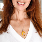 Hepburn and Hughes Citrine Sterling Silver Pendant | 30mm Faceted Oval | 13th Anniversary