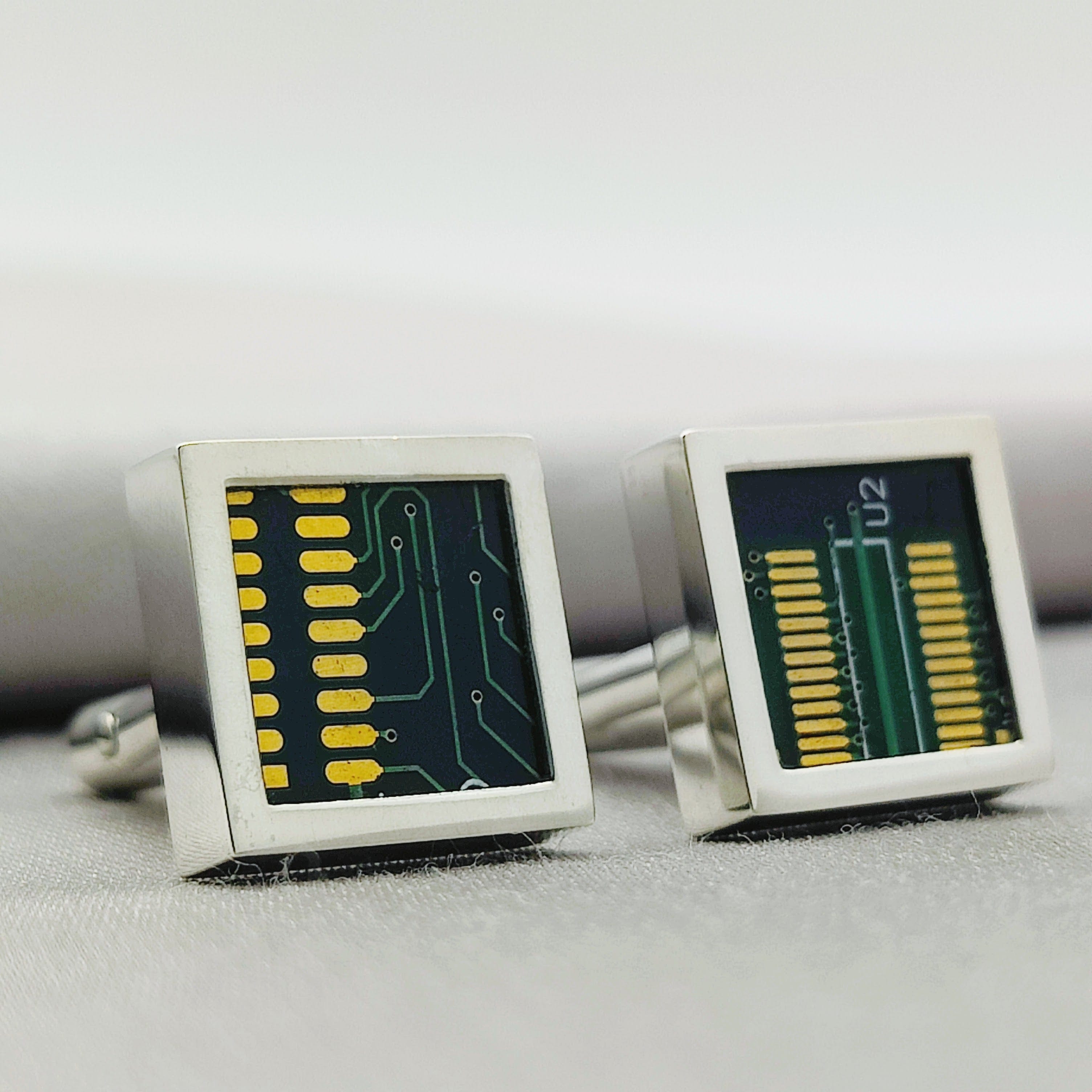 Hepburn and Hughes Computer Circuit Board Cufflinks | Sterling Silver Cuff Links