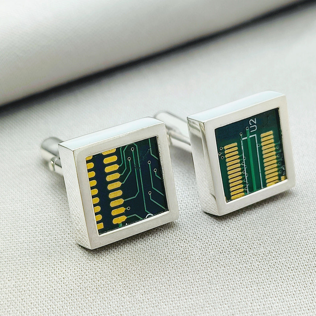 Hepburn and Hughes Computer Circuit Board Cufflinks | Sterling Silver Cuff Links