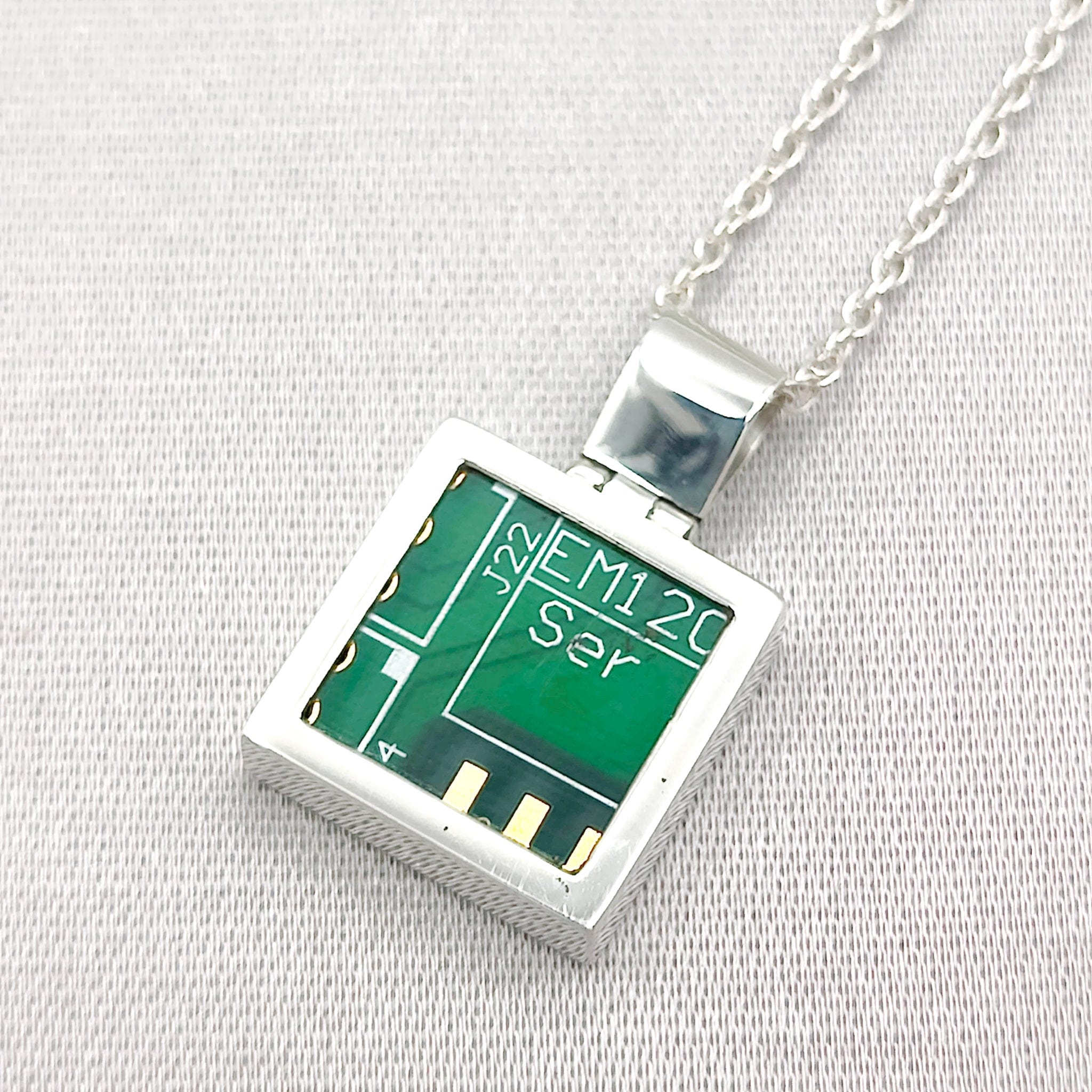 Hepburn and Hughes Computer Circuit Board Pendant | IT Gift | Sterling Silver